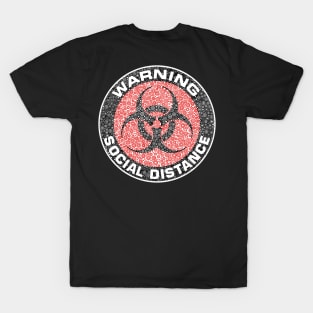 Warning Social Distance Red Circle Design T-Shirt